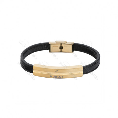 دستبند چرمی مردانه هوبلو استیل طلایی
