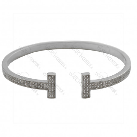 دستبند زنانه استیل نقره ای نگینی(72)