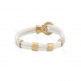 دستبند زنانه چرمی سفید طلایی