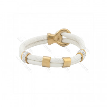 دستبند زنانه چرمی سفید طلایی